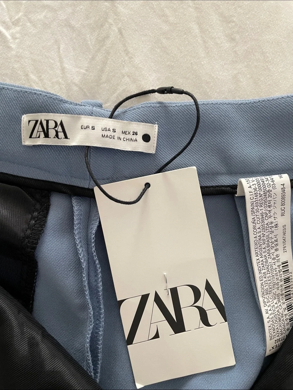 S: ZARA High Rise Wide Leg Trousers Pants Sky Blue NWT - Picture 3 of 8